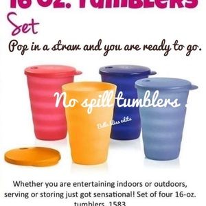 TUPPERWARE NO SPILL 16 OZ. TUMBLER SET